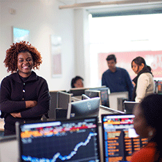 Students using the Bloomberg Lab at Chelmsford Campus