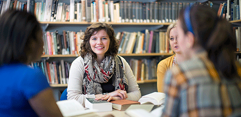 Studying in the library