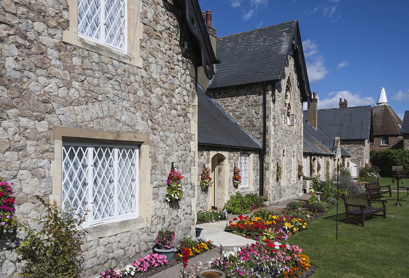 A row of almshouses