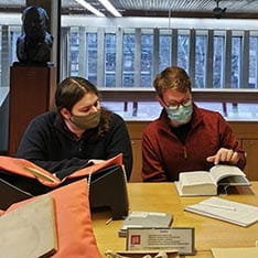 ARU students in the Churchill Archives reading room