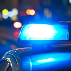 Blue light on a police car