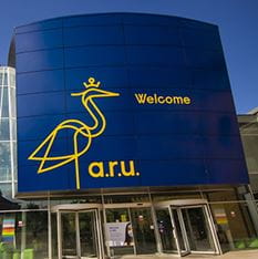 Frontage of ARU's Lord Ashcroft Building in Chelmsford