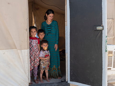Yazidi mother and children