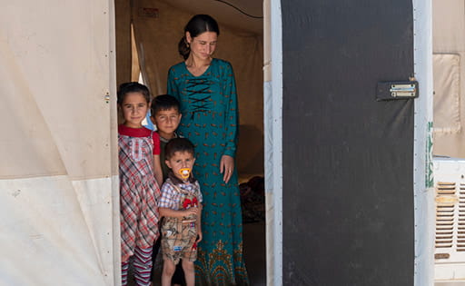 Yazidi mother and children
