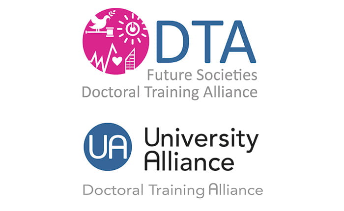 Future Societies Doctoral Training Alliance and University Alliance logos