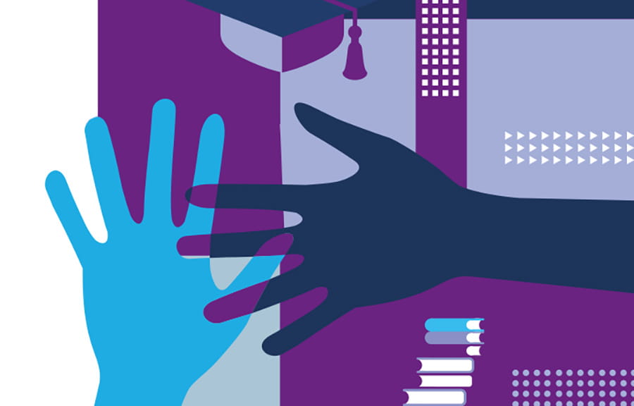 Graphic showing two hands reaching out to each other