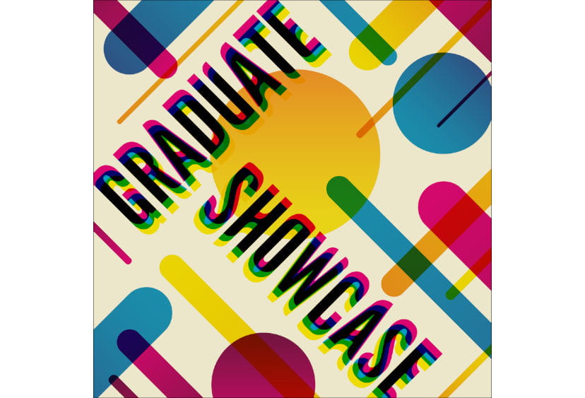 ARU Graduate Showcase 2024 logo with blue, mauve and yellow dots and lines
