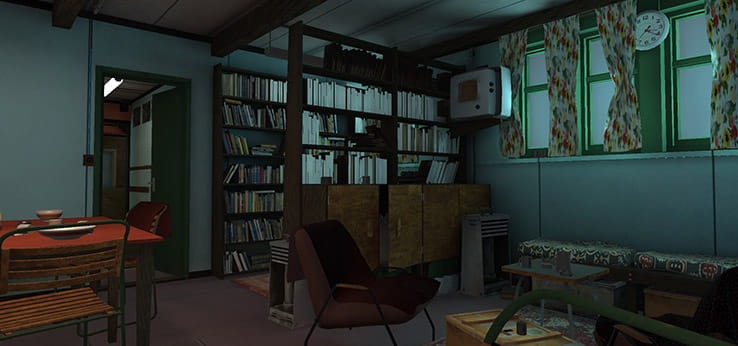 VR reconstruction of the interior of the Stonington Base from the Immersive Antarctica project