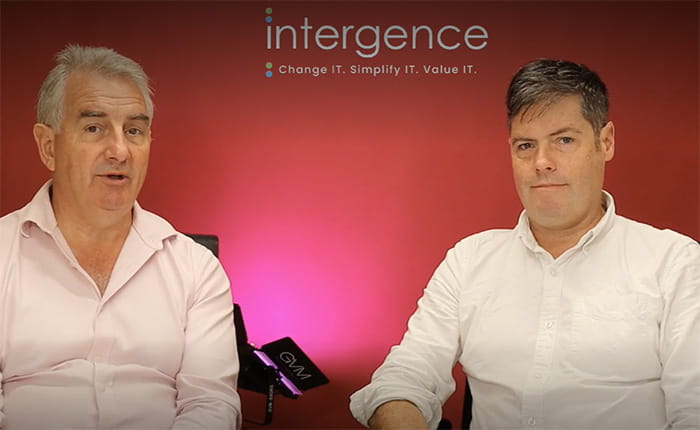 Video still of Peter Job, Intergence CEO and founder and Anthony Osborn, Intergence Product Manager