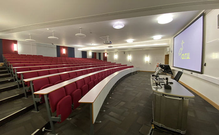 Inside a lecture theatre at Anglia Ruskin University