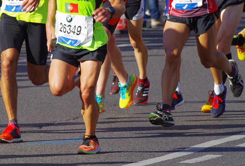 Legs of marathon runners