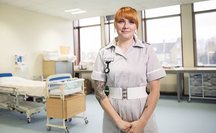 Midwifery student Elle in the skills lab