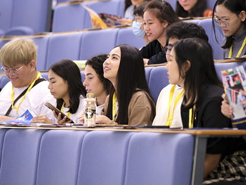 International students in a lecture theatre