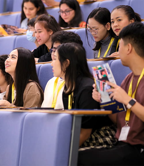 International students in a lecture theatre