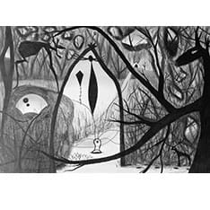 Abstract black and white print