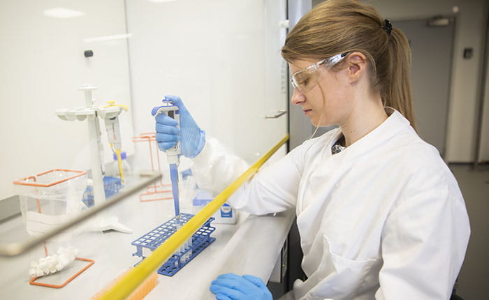A student working in the Psychology lab