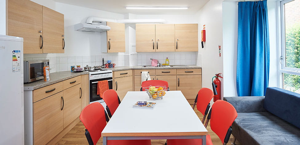 Shared kitchen with dining area