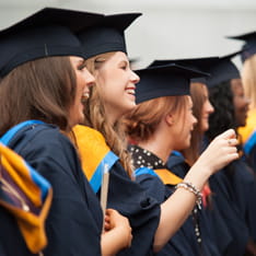 Students in their graduation gowns