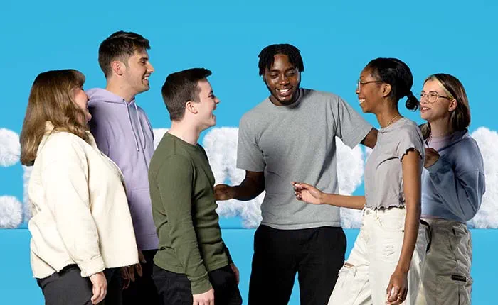 Group of university students chatting and laughing