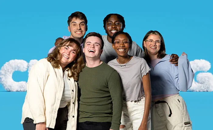 Group of six university students