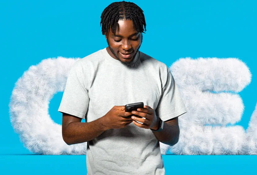 A student using their mobile phone