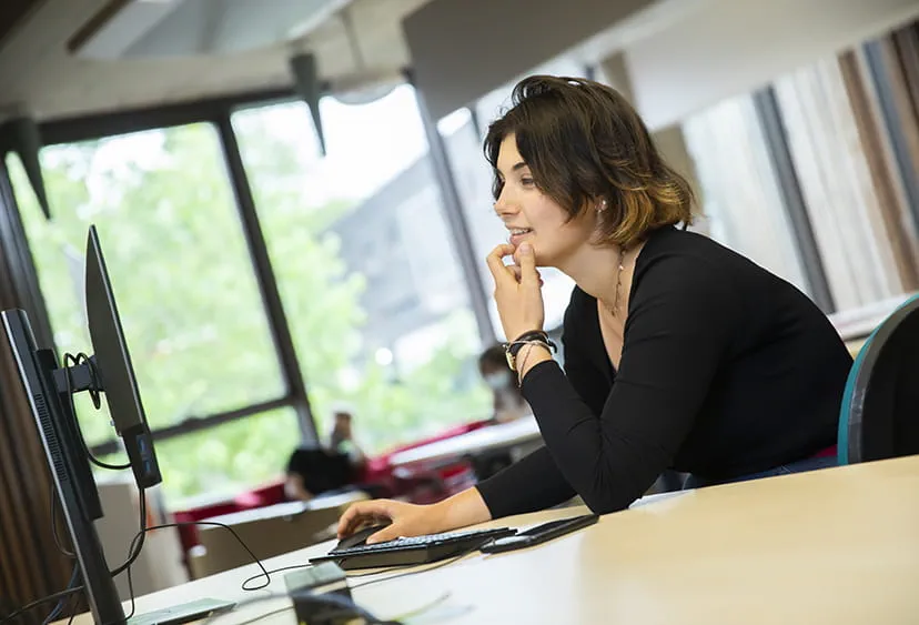 A student working at a computer