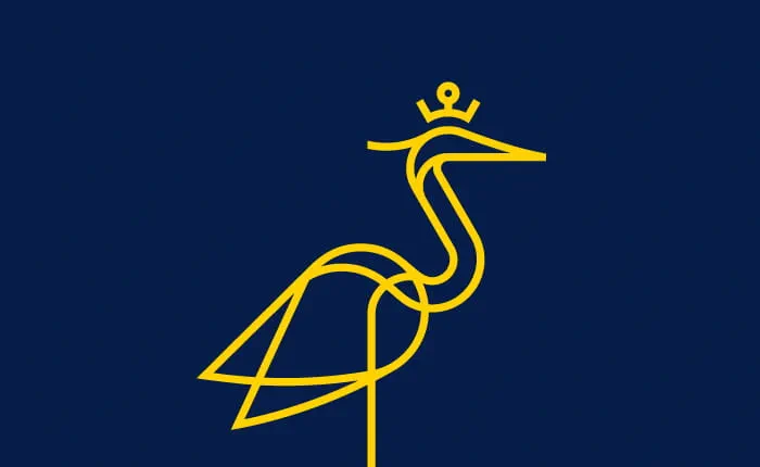 Graphic representation of a heron, seen in profile